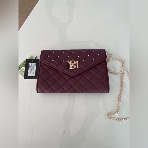 NWT | Badgley Mischka | Diamond Quilt Convertible Crossbody Bag | Plum - Picture 3 of 7